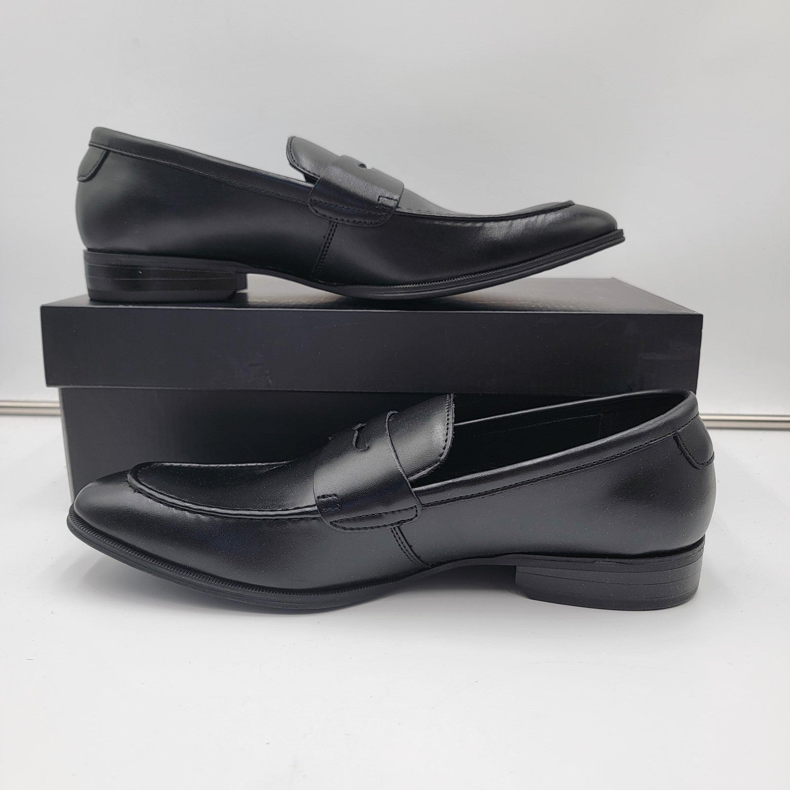 Alfani Penny Loafer Shoes Mens Size 10.5 Black Memory Foam Dress Slip On New1