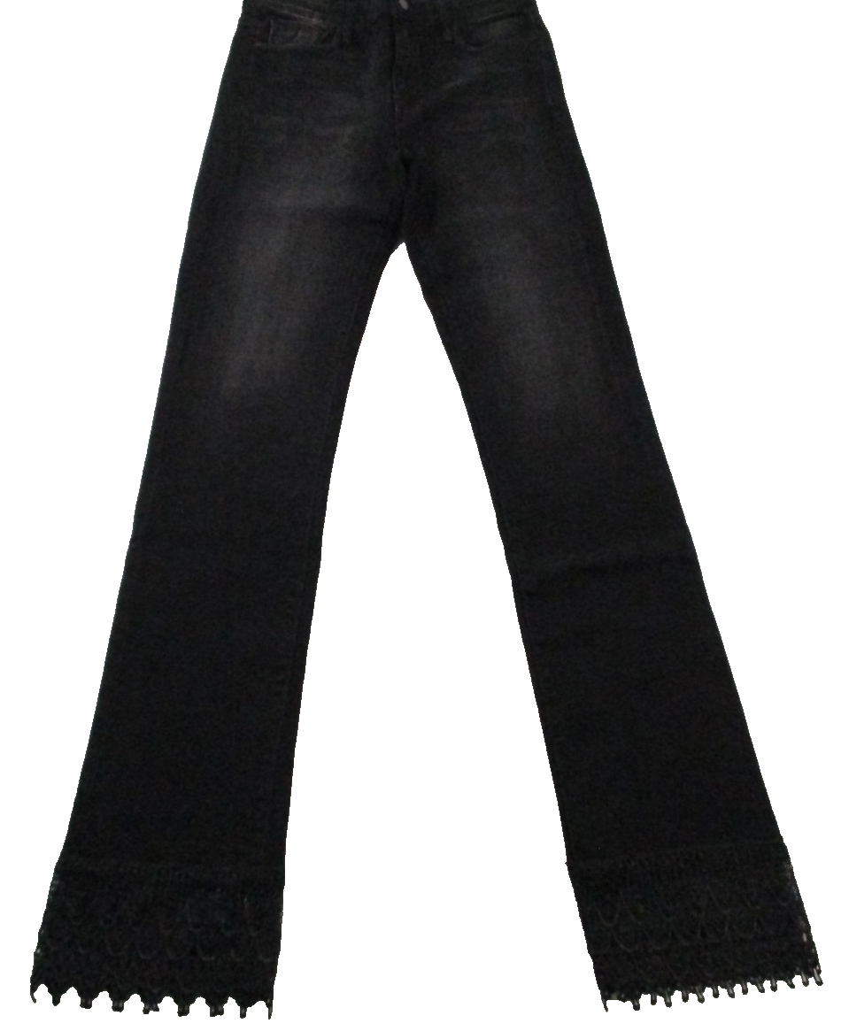 Fidelity Denim REV Jeans Womens 30x32 Black Charcoal Slim Straight Lace Hem 14650