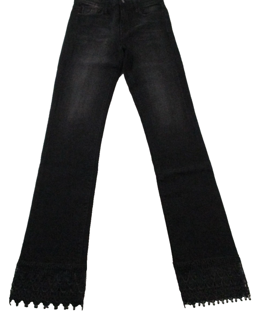 Fidelity Denim REV Jeans Womens 30x32 Black Charcoal Slim Straight Lace Hem 14650