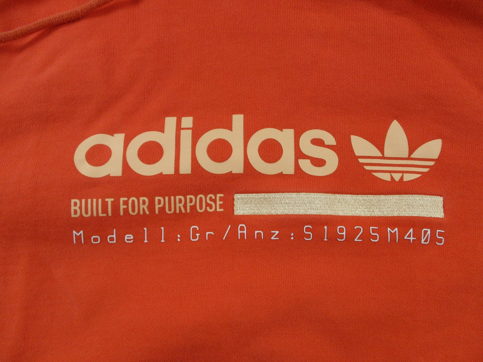 Adidas Hoodie Mens Medium Orange Fleece Sweatshirt Built For Purpose Trefoil1