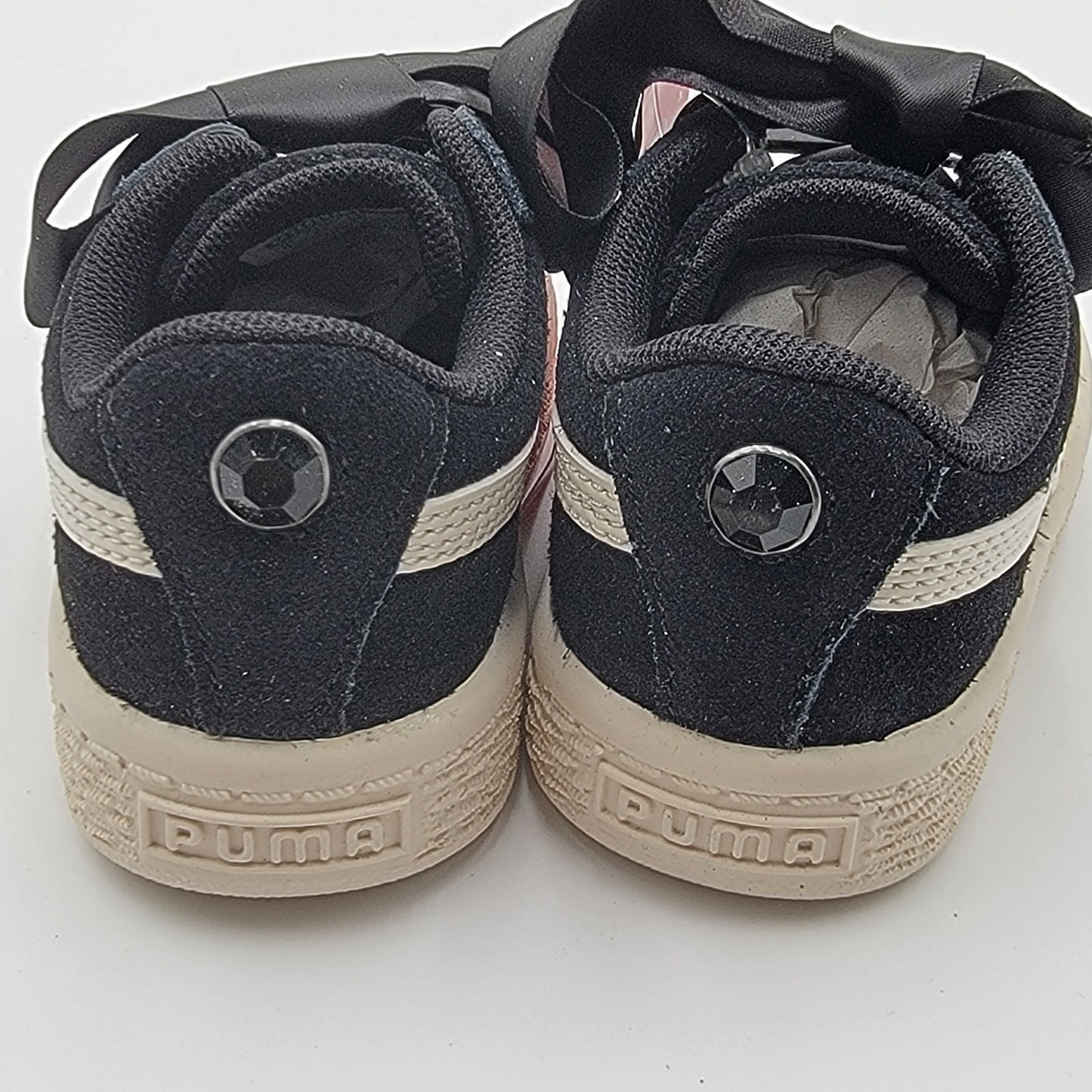 Puma Suede Heart Jewel Inf 'Black White' Sz 6C 365140032