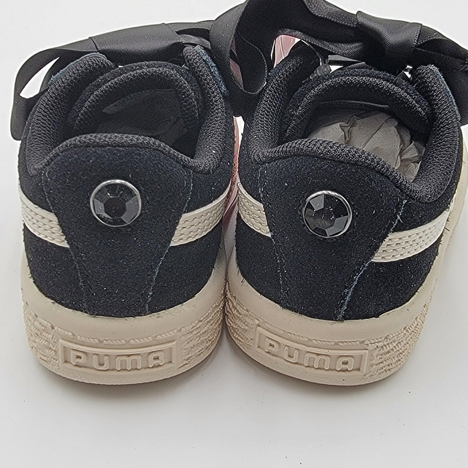 Puma Suede Heart Jewel Inf 'Black White' Sz 6C 365140032