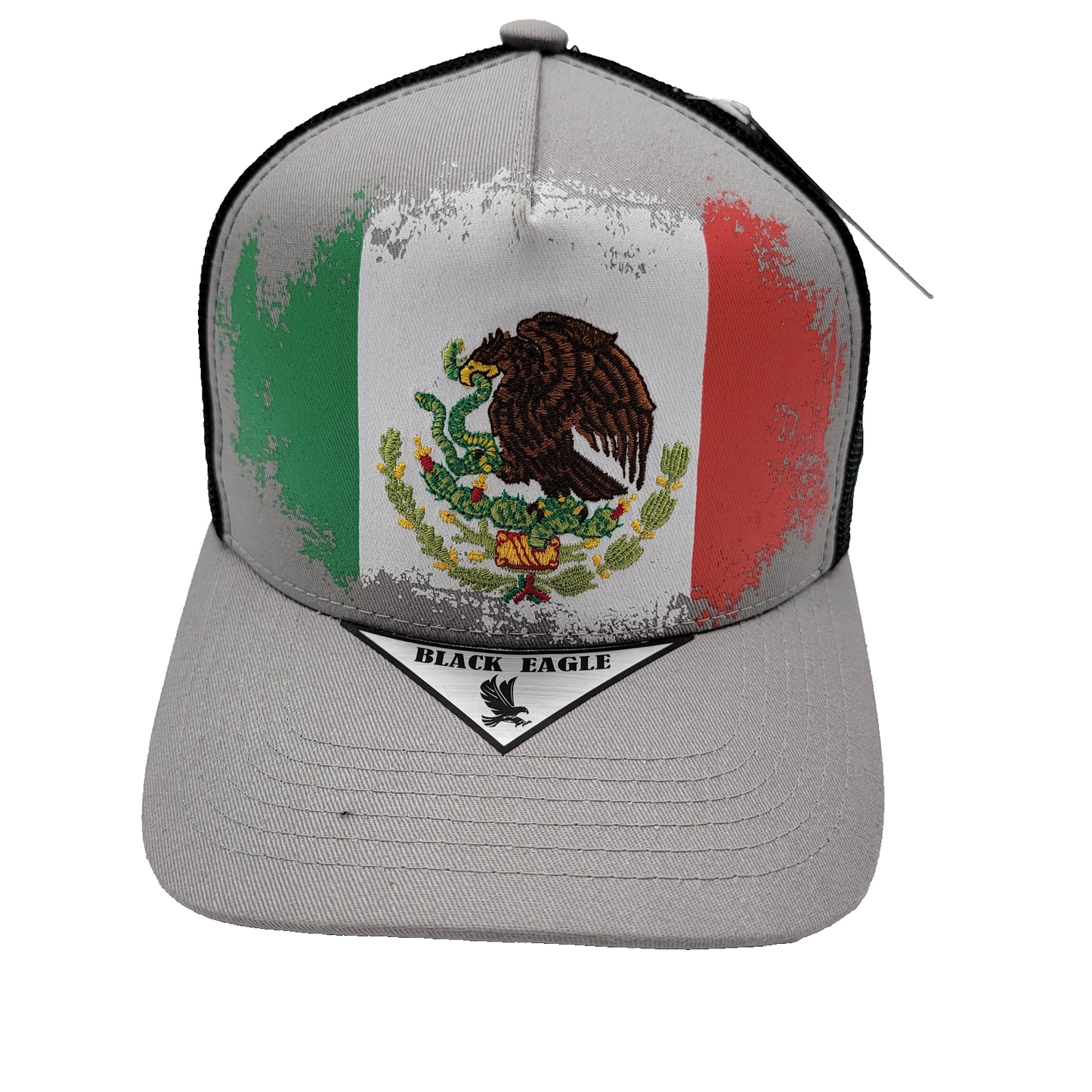 Black Eagle Hat Cap Snap Back Gray Mexico Flag Trucker Mesh Embroidered Mens0