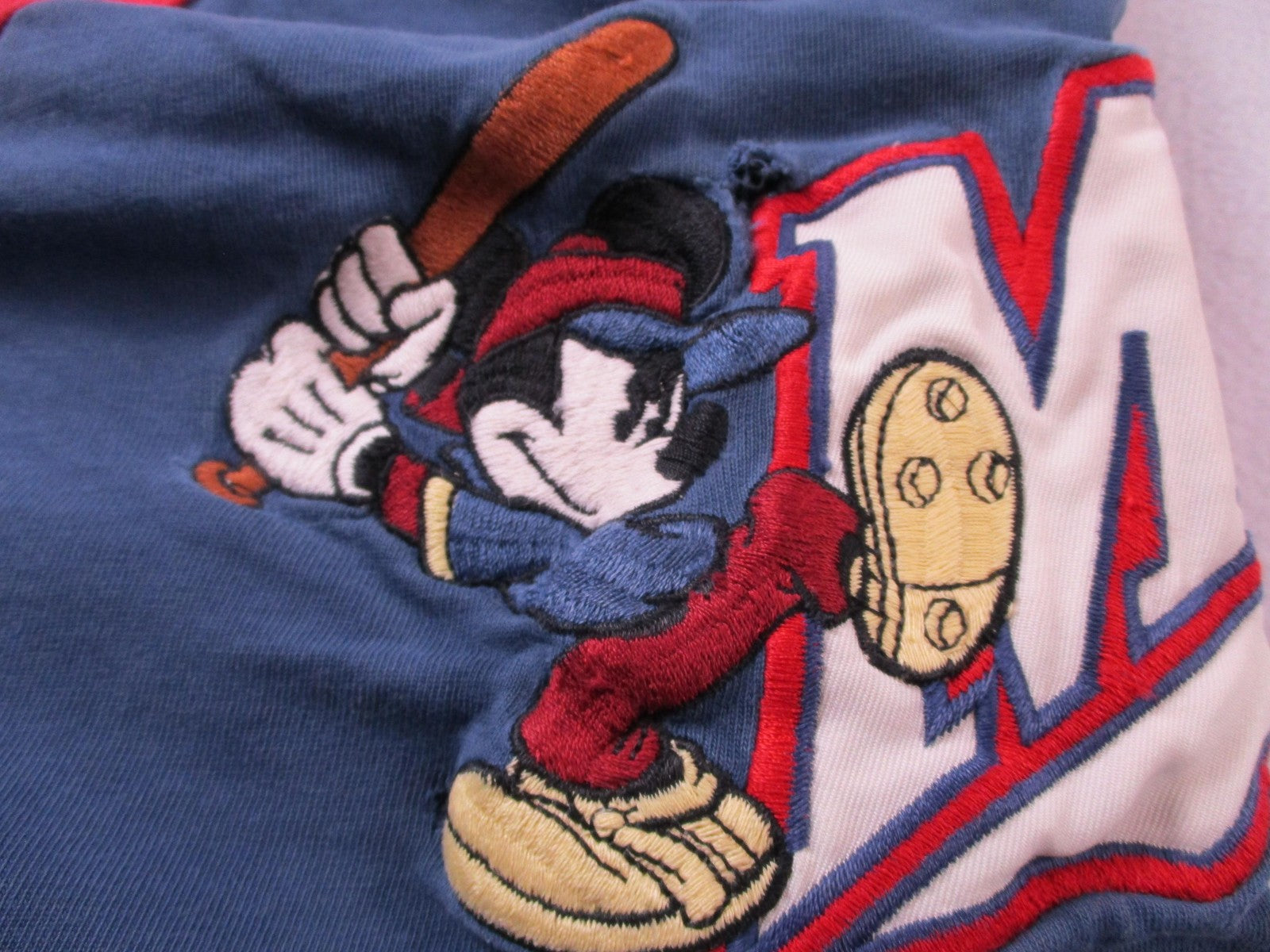 Vintage Disney Store Mickey Mouse Baseball Jersey Womens L 90s Embroidered 160511