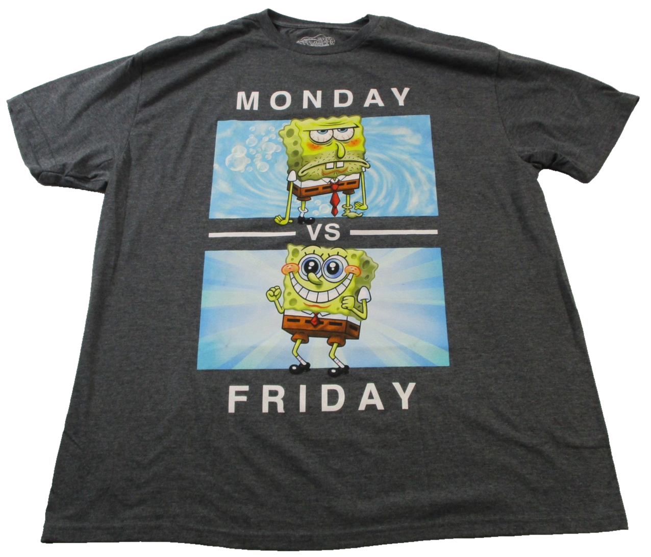 SpongeBob SquarePants Shirt Mens 2XL Gray Monday VS Friday Hybrid Apparel Funny0
