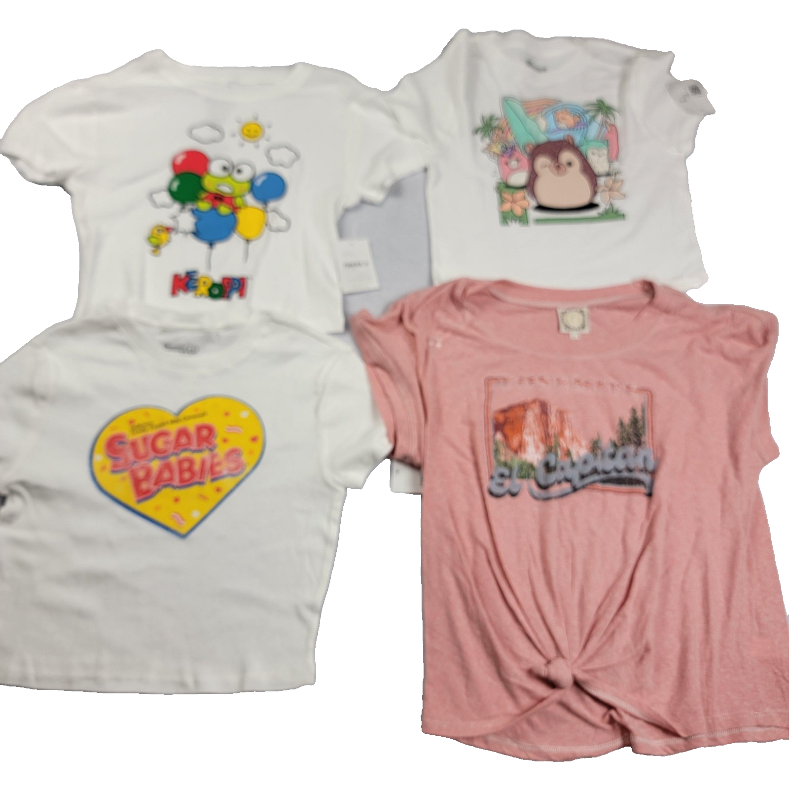Keroppi+Squishmallows+Sugar Babies+Yosemite 4 Pack Tshirts Women's Lg