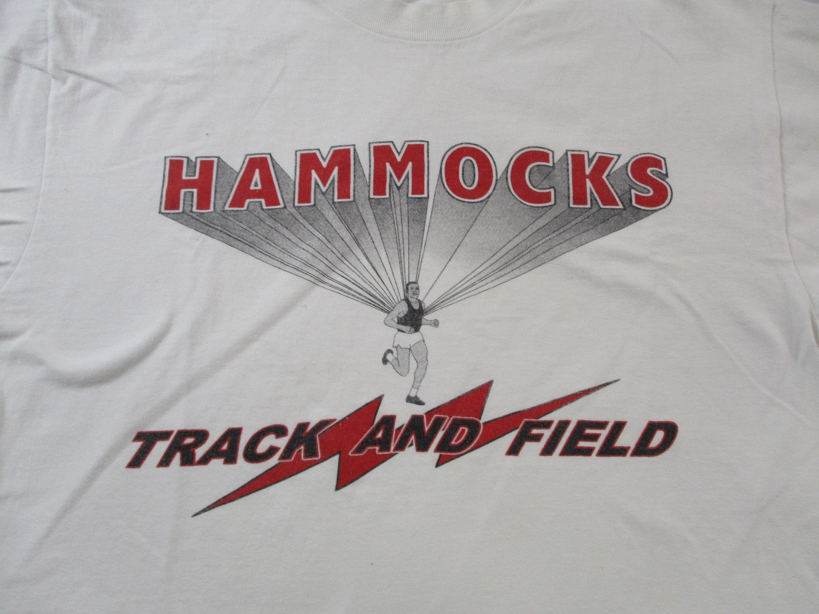 Hammocks Track And Field Shirt Mens Large White Hanes BeefyT Graphic Tee 15863