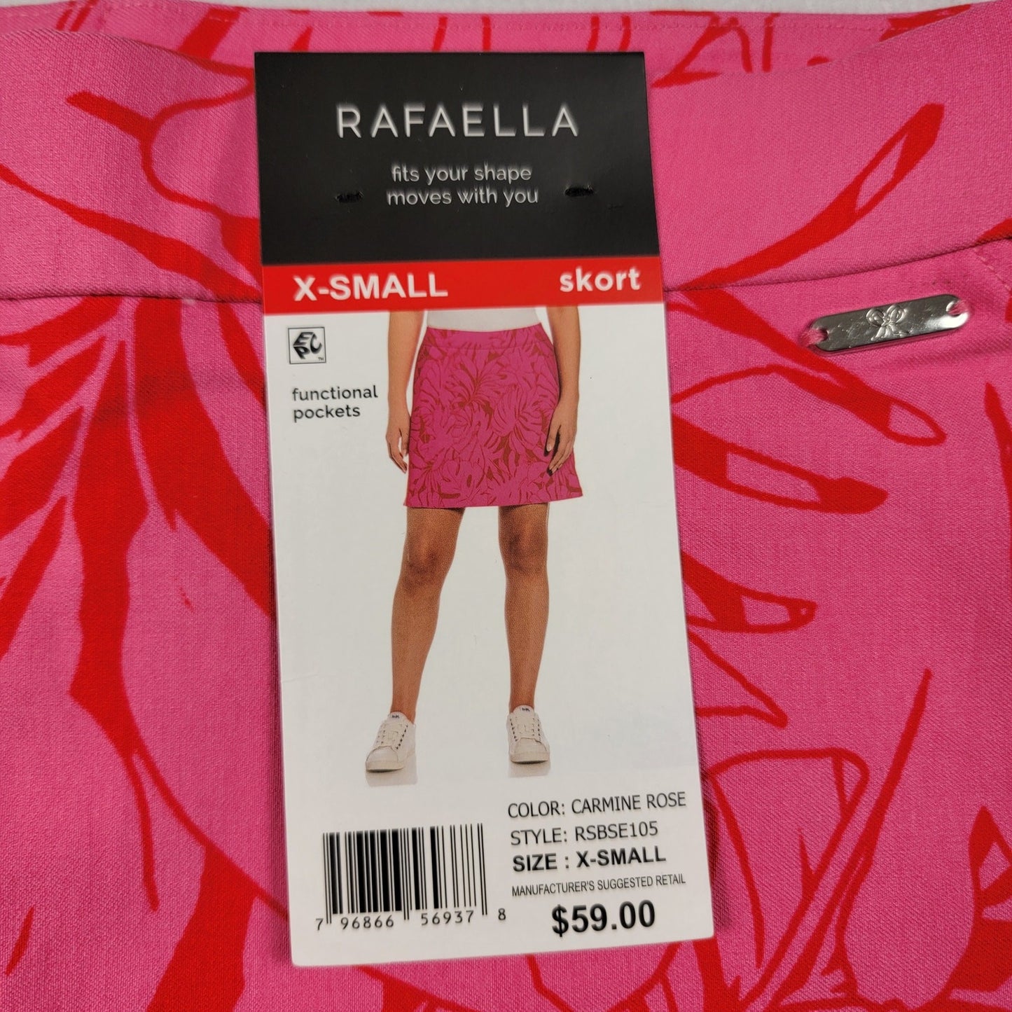 Rafaella Pink Red Leaf Print Skort Women’s XSmall NWT Stretch Performance