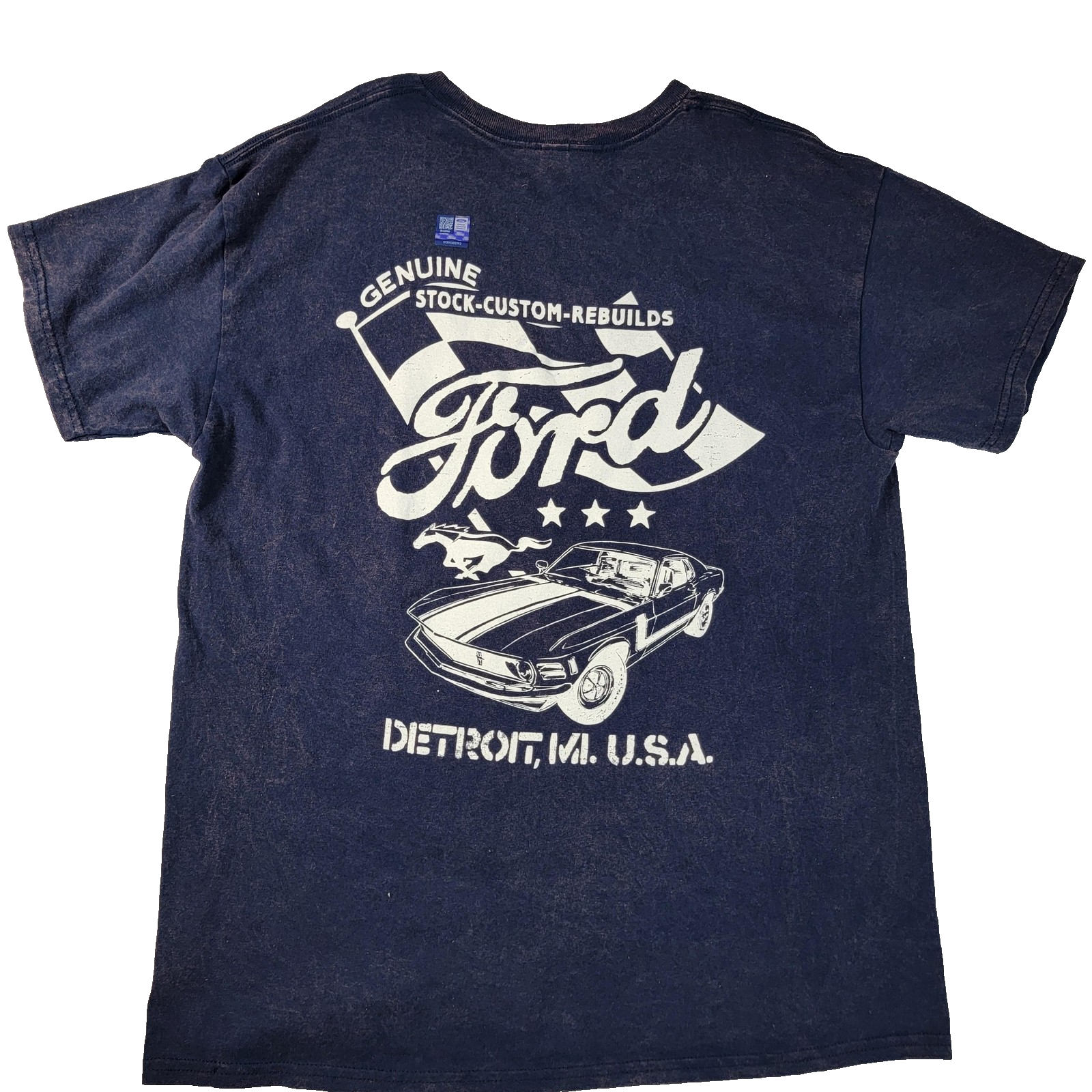 Ford Mustang Mens Large Blue Graphic Tee Official Licensed Hybrid Apparel 11501