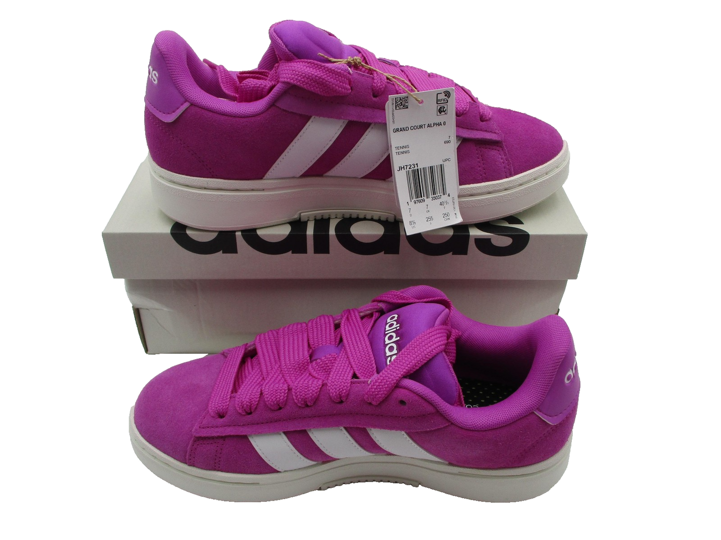 Adidas Grand Court Alpha 00s Shoes Womens Size 8.5 Pink Suede Cloudfoam JH72313