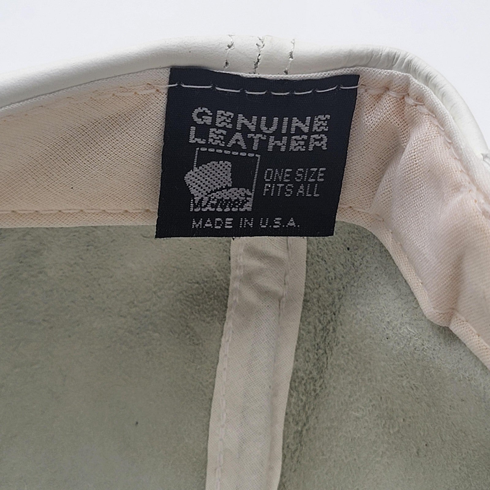Genuine Leather Hat Cap Strap Back White USA Made One Size Mens Classic9