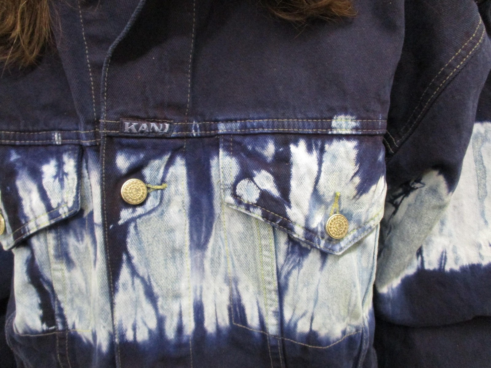 Vintage Karl Kani Jeans Jacket Mens 2XL Blue Tie Dye Denim 90s Hip Hop Varsity4