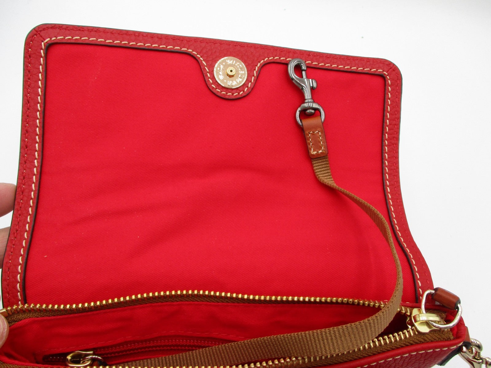 Dooney & Bourke Pebble Leather Crossbody Bag Red with Strap – Preowned Excellent5