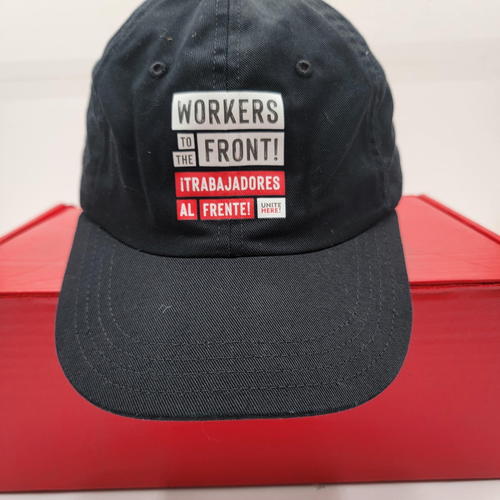 Workers To The Front Hat Cap Strap Back Black Unionwear Unite Here Mens USA Made1