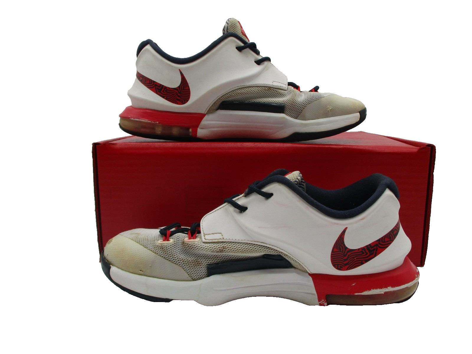 Nike KD7 Youth Size 6Y White Red Navy USA Basketball Sneakers 669942100 (1D8)2