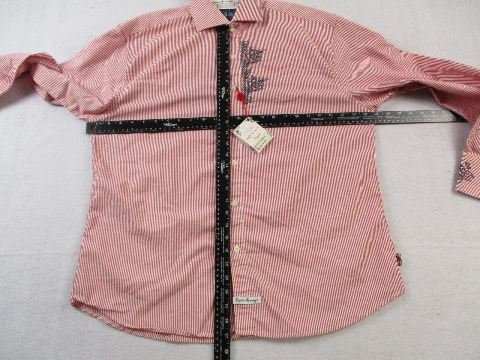 English Laundry Shirt Mens 2XL Red Striped Long Sleeve Embroidered ELW810 155910