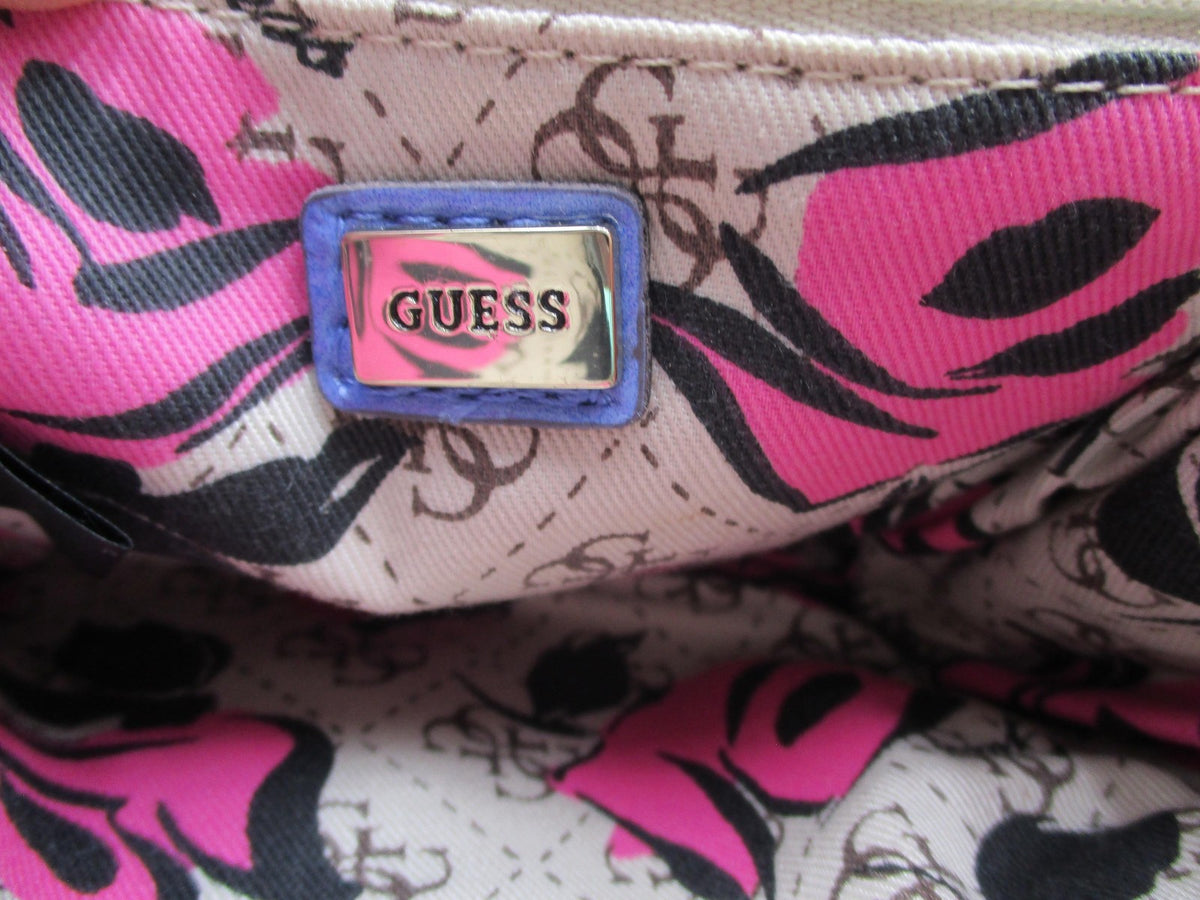 Guess Crossbody Bag Womens Small Blue Logo Faux Leather Magnetic Flap Purse6