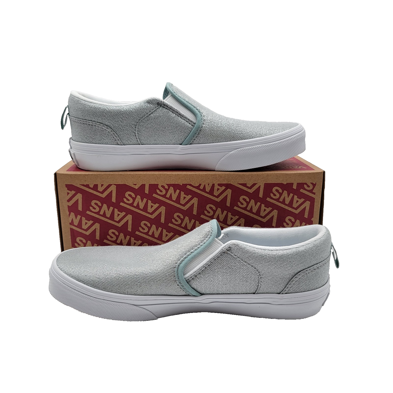 NEW Vans Asher Glimmer Gray Mist Slip-on Girl's Youth Size 4 VN000C4HM8I NIB1