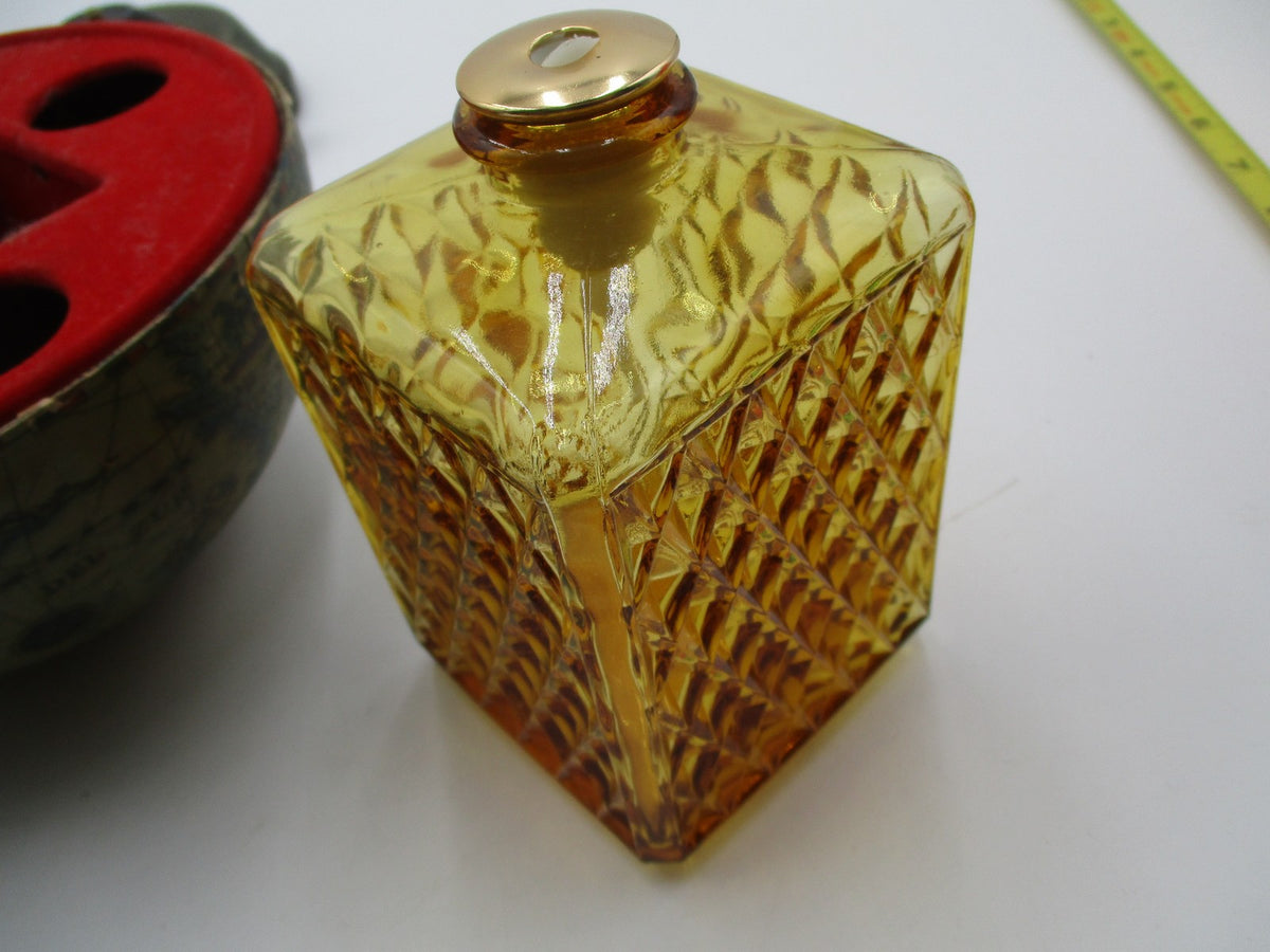 Vintage Japanese Nikka Whisky Musical Globe Bar & Amber Glass Decanter 60s7