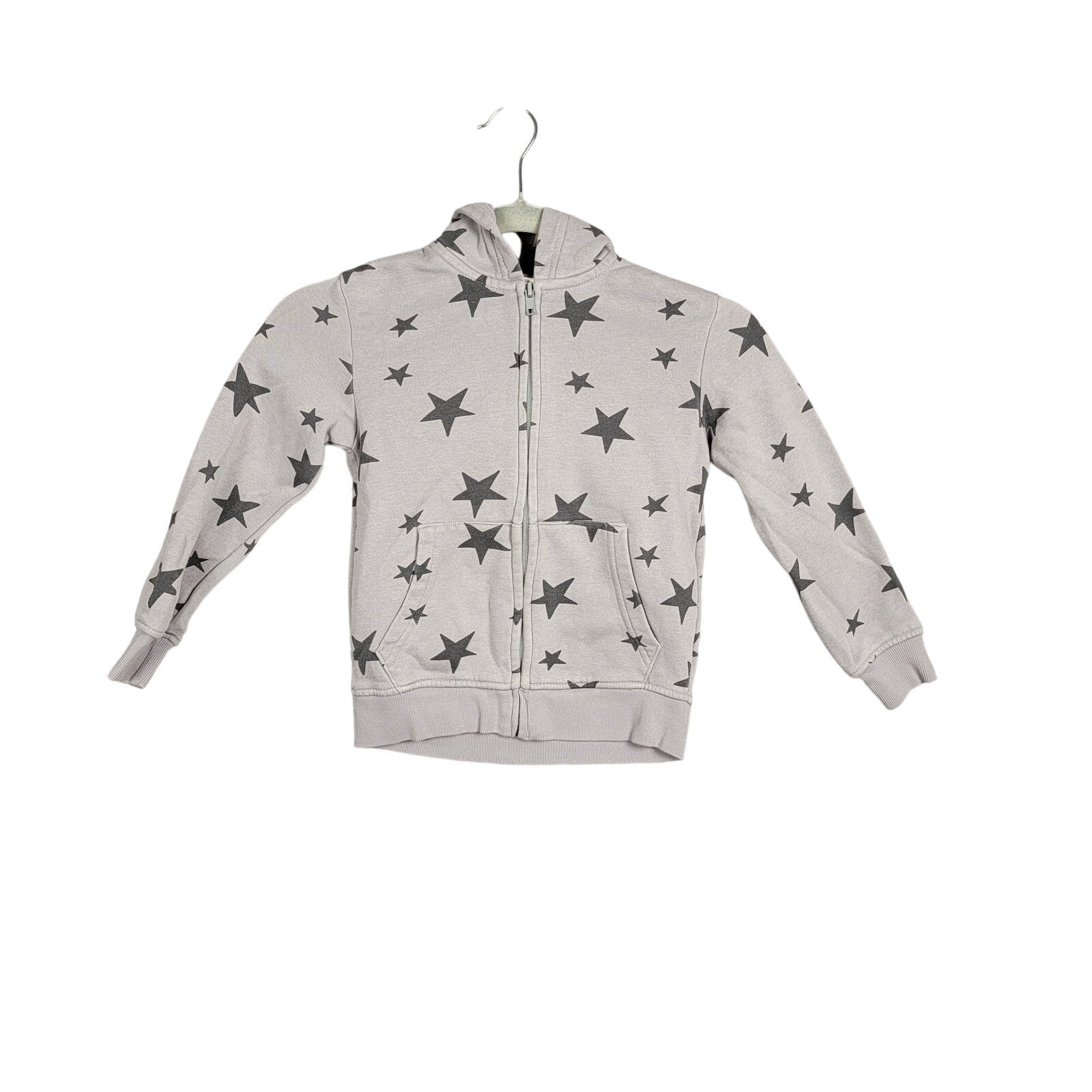H&M Girls White & Gray Full Zip Cotton Blend Hoodie  5T/6