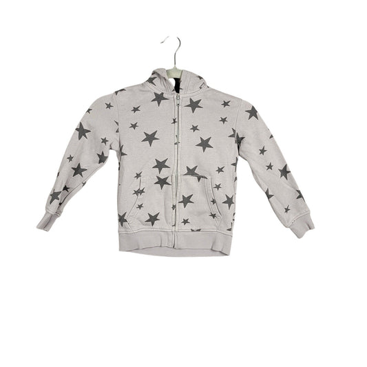 H&M Girls White & Gray Full Zip Cotton Blend Hoodie  5T/6
