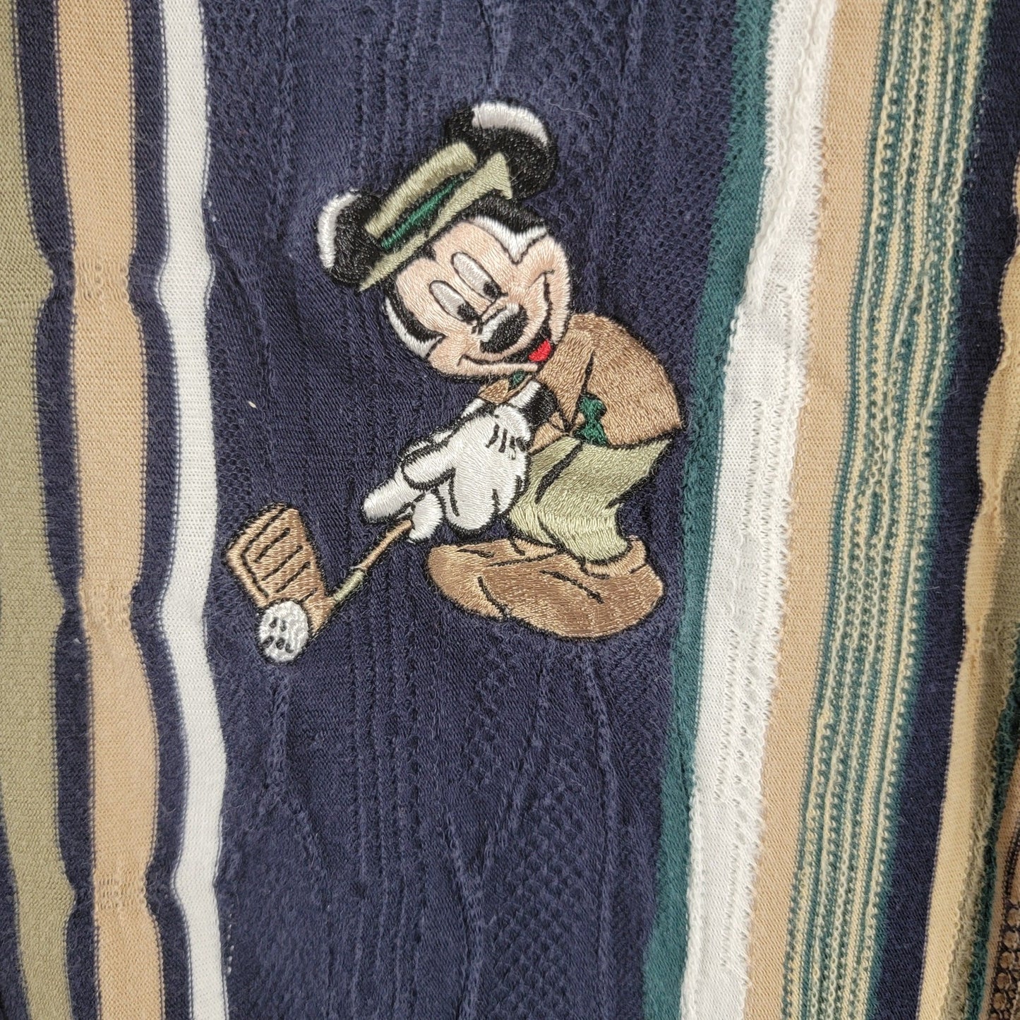 Vintage Disney Catalog Mickey Mouse Golf Polo Shirt Mens Large Striped 2412