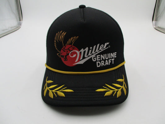 Miller Genuine Draft Black Trucker Hat Mesh Snapback Beer Logo Cap Adjustable0