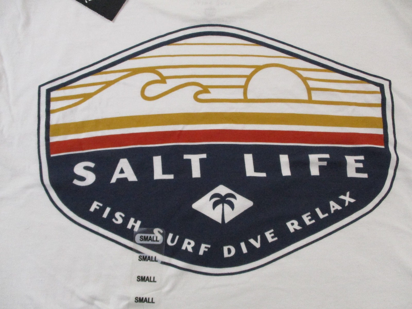 Salt Life Shirt Mens Small White The Flash Fish Surf Dive Relax Graphic 16418