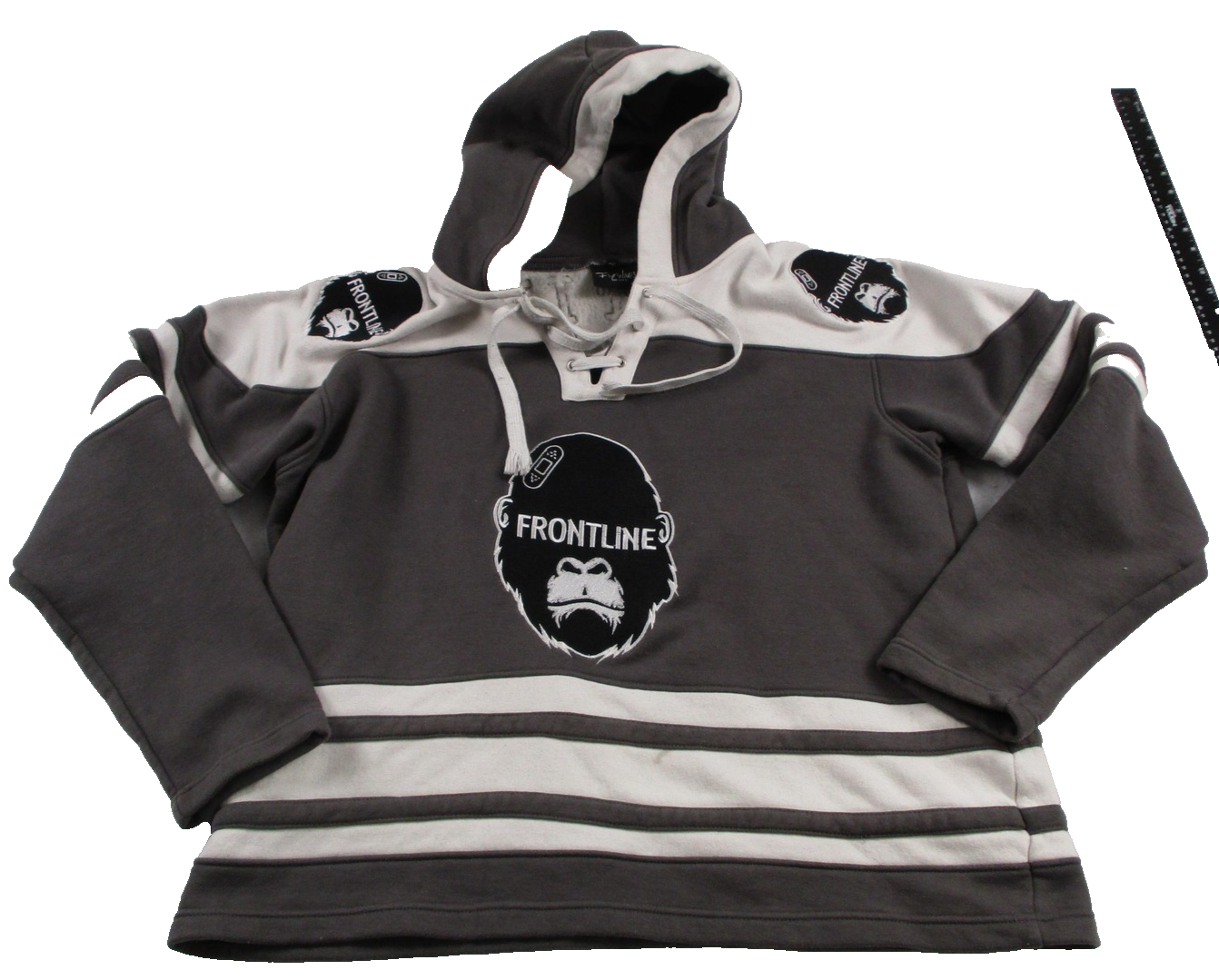 Fly Waves Factory Hoodie Mens 2XL Gray Lace Up Fleece Sweatshirt Frontline 16580