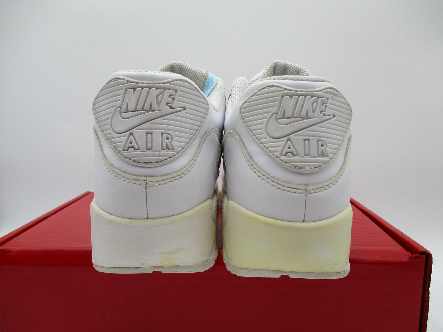 Nike Air Max 90 Shoes Mens Size 11.5 White Leather Classic Retro 302519113 1D74