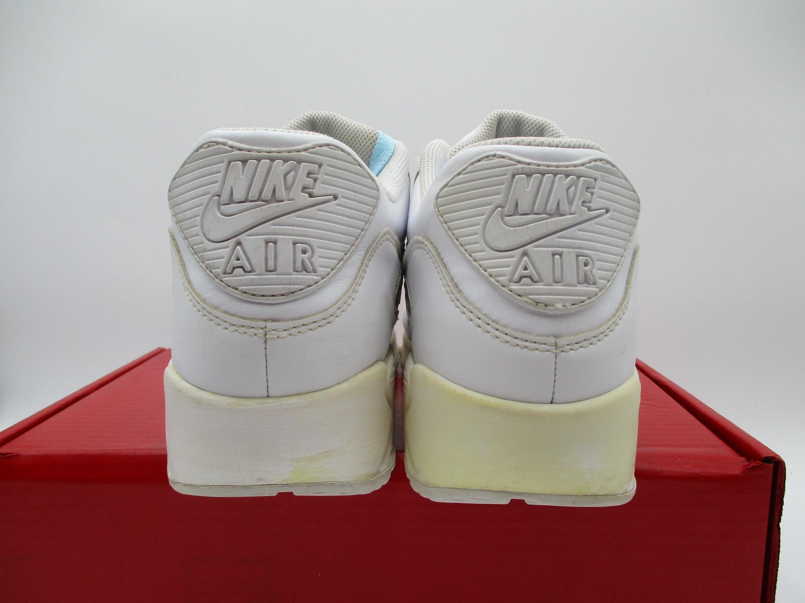 Nike Air Max 90 Shoes Mens Size 11.5 White Leather Classic Retro 302519113 1D74