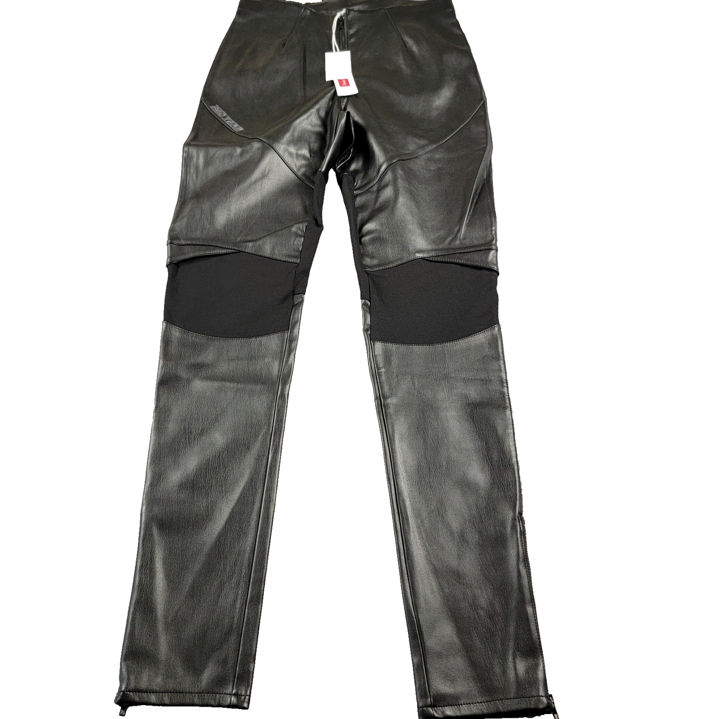 Smoke Rise Red Team Pants Women Medium Black Faux Leather Moto Stretch New