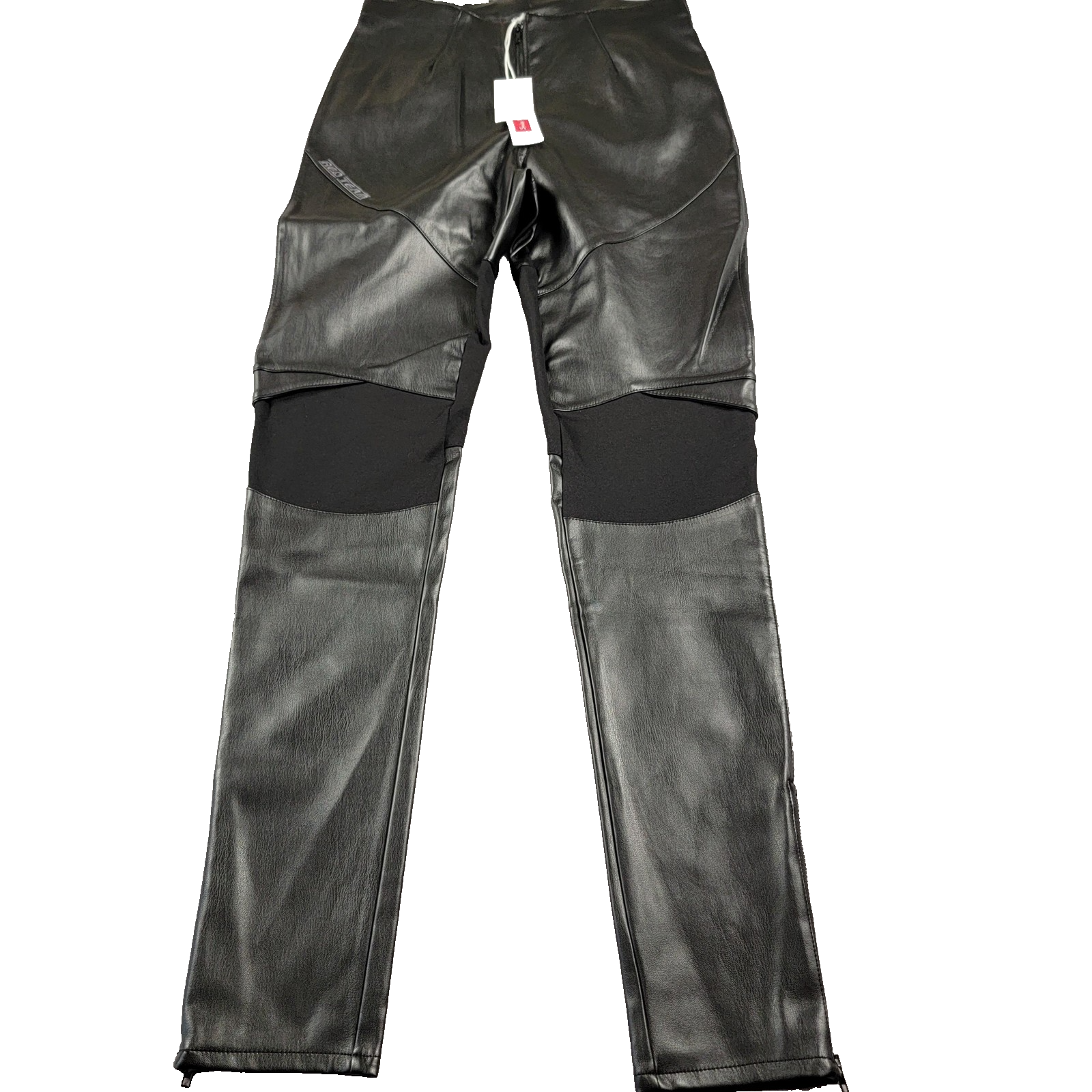 Smoke Rise Red Team Pants Women Medium Black Faux Leather Moto Stretch New