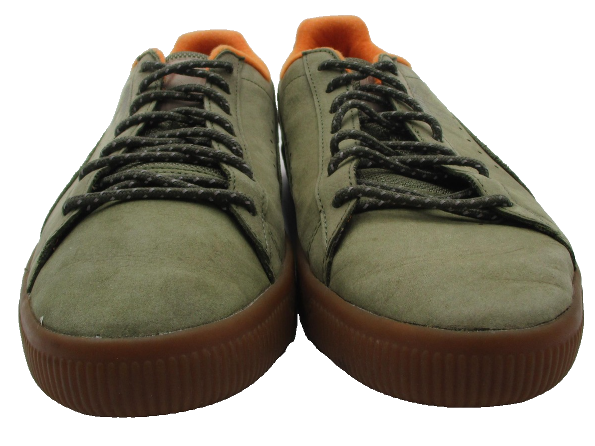 Puma Clyde Shoes Mens Size 10.5 Green Suede Gum Sole Low Top Casual Sneakers 1R94