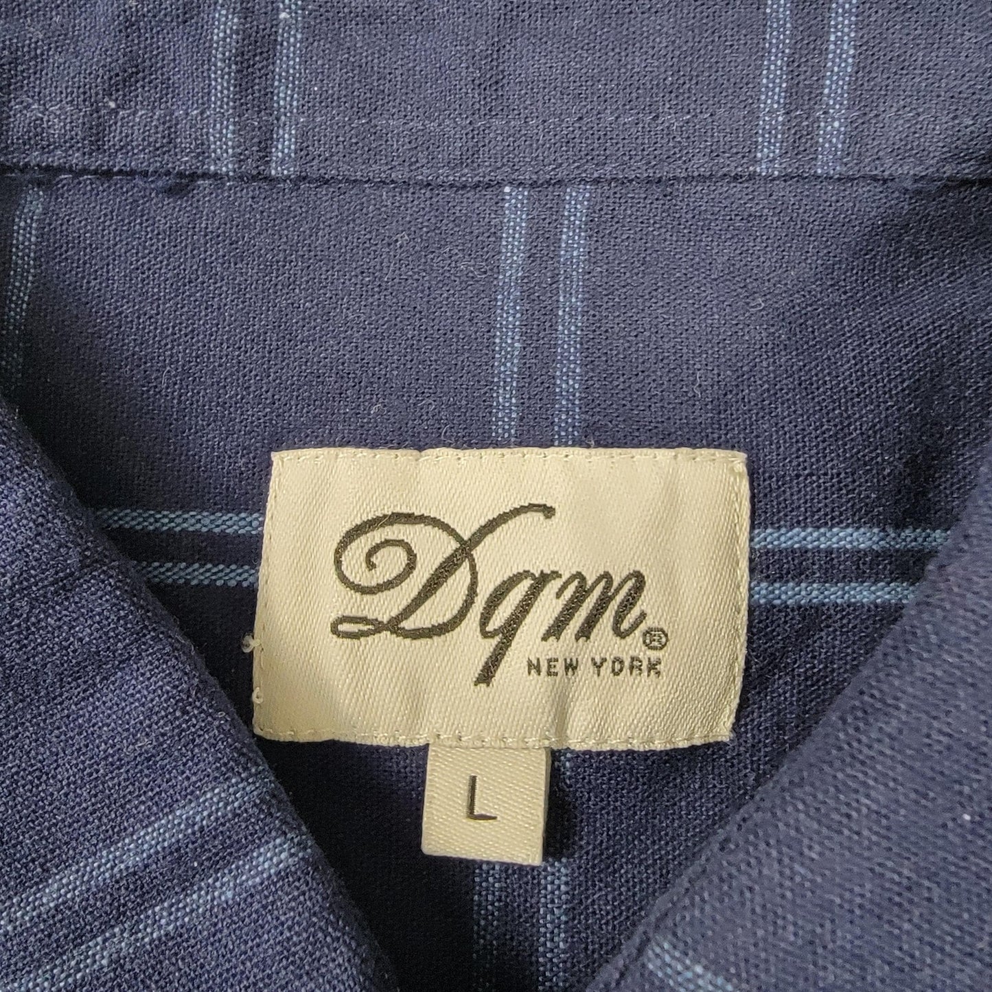 DQM New York Shirt Mens Large Blue Plaid Button Down Long Sleeve Casual Cotton2