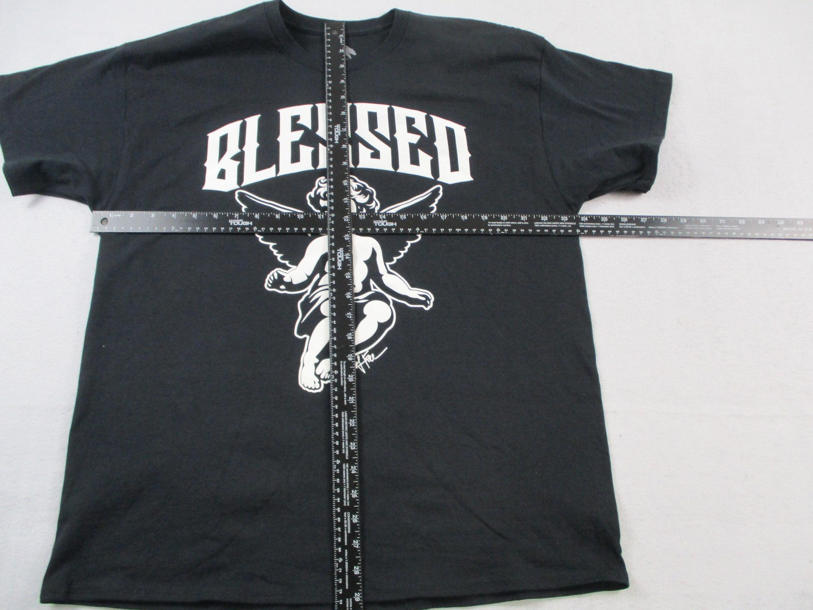 Ring Of Fire Shirt Mens XL Black Blessed Angel Graphic Tee Religious 13444