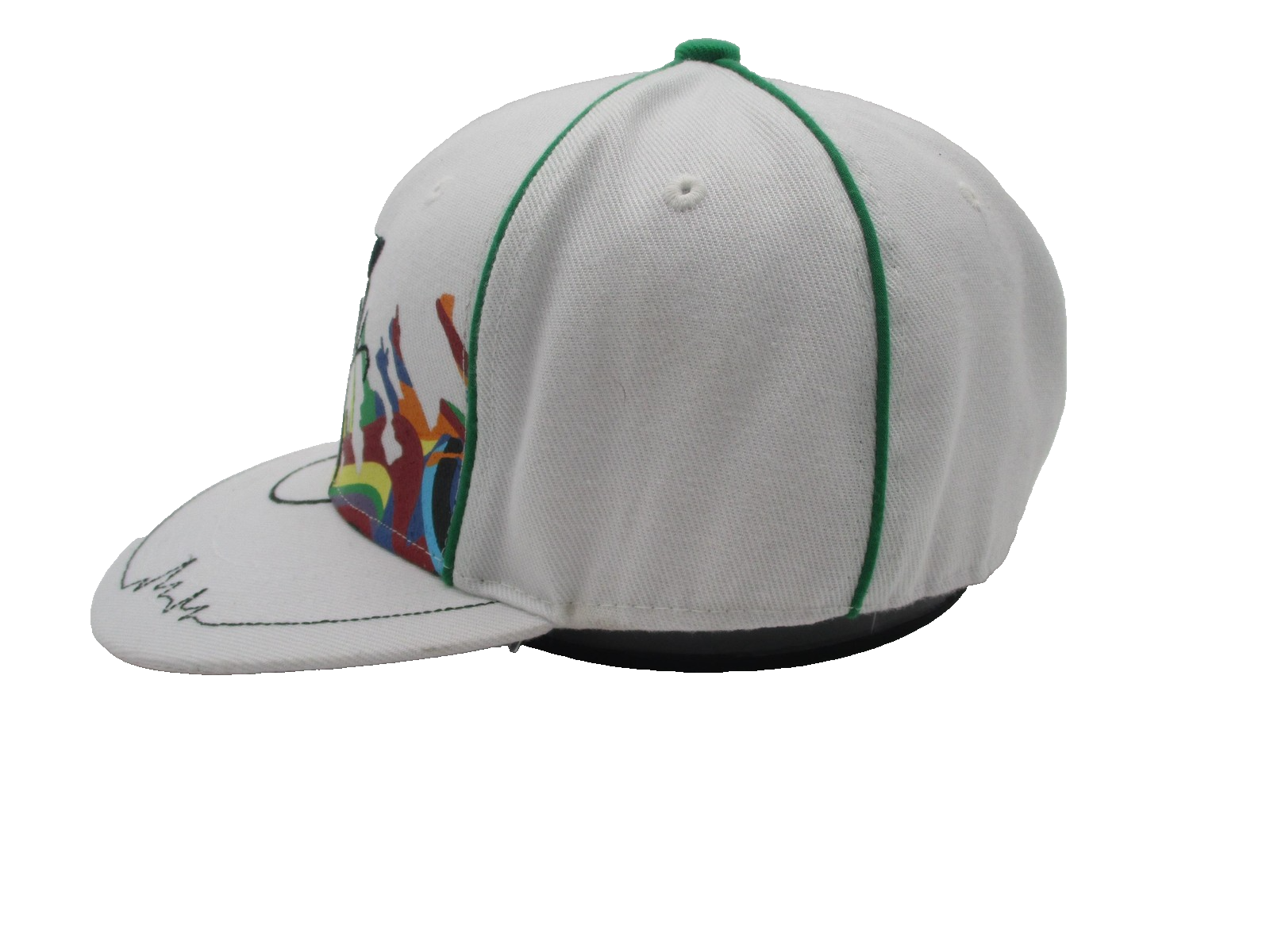 Coogi Hat Cap Fitted Mens 7 3/4 White Colorful Crowd Graphic Twill Embroidered1