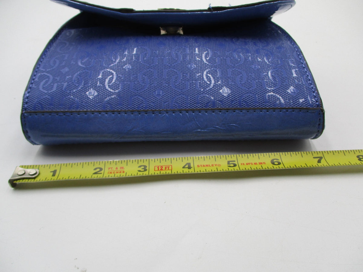Guess Crossbody Bag Womens Small Blue Logo Faux Leather Magnetic Flap Purse8