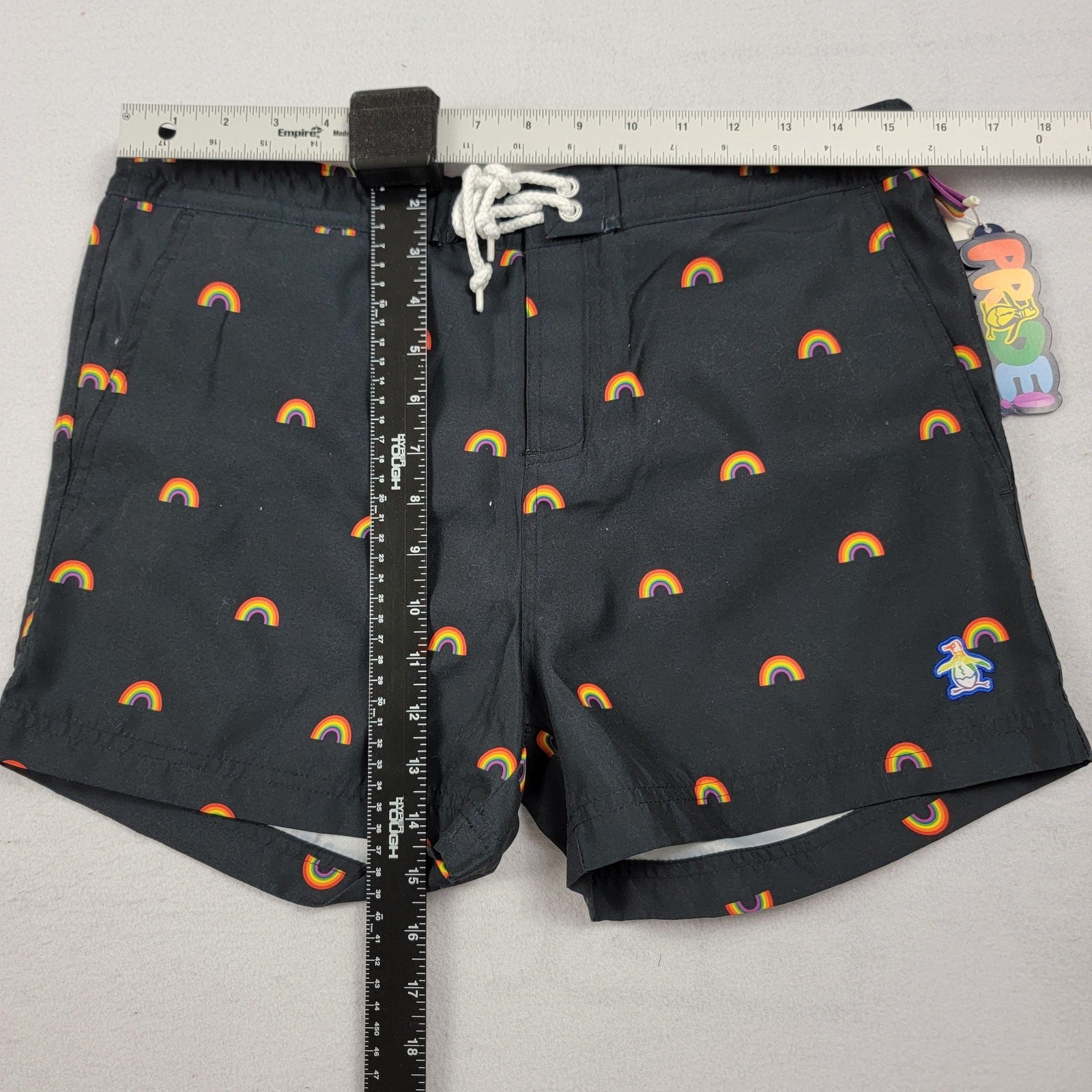Original Penguin Pride Swim Trunks Men’s Size 31 Rainbow Print Dk Sapphire NWT7