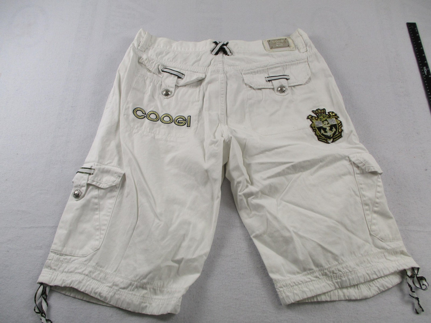 COOGI Shirt & Cargo Shorts Mens 42 White Nautical Anchor Crest Graphic Set 167513