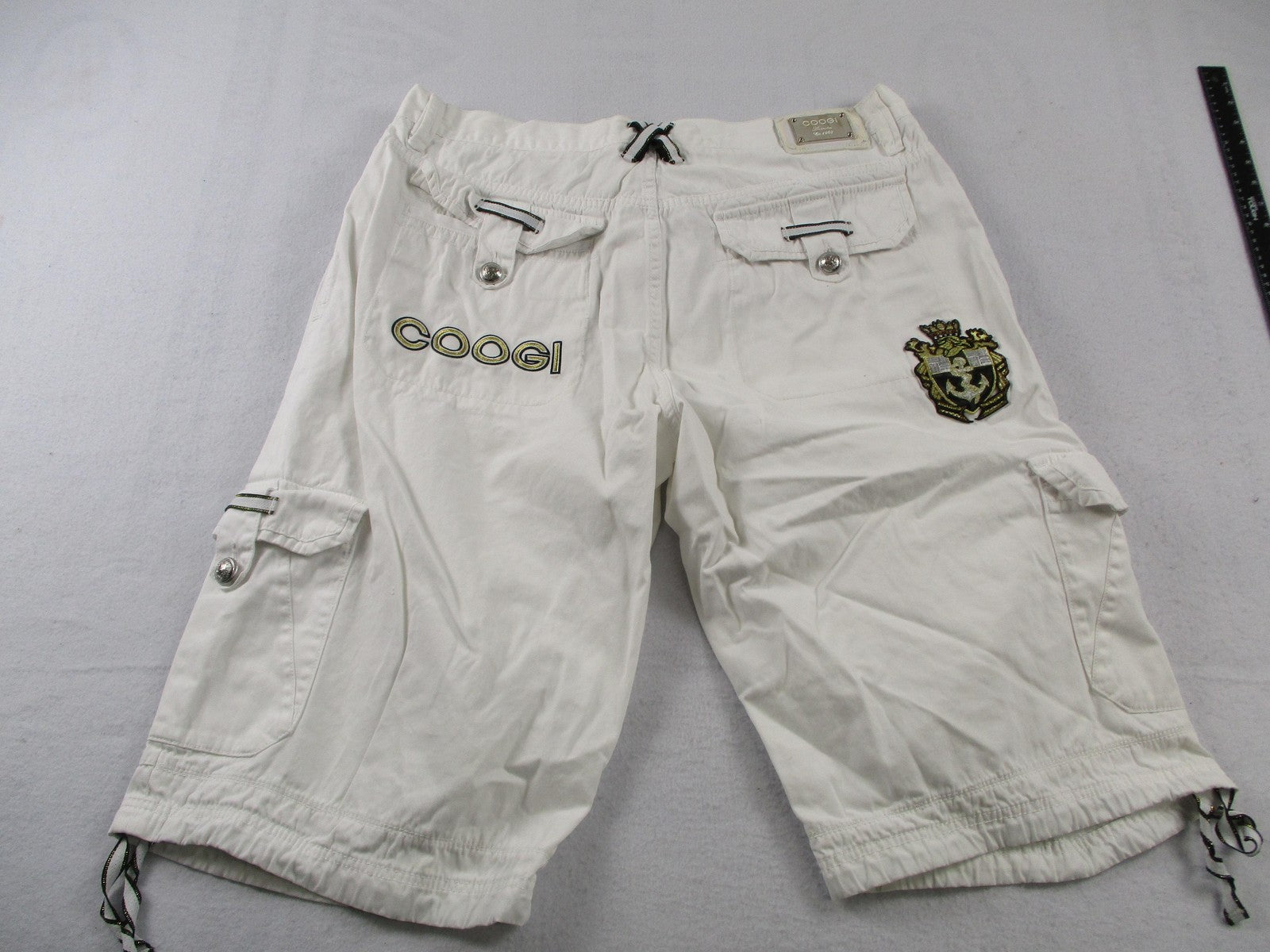 COOGI Shirt & Cargo Shorts Mens 42 White Nautical Anchor Crest Graphic Set 167513