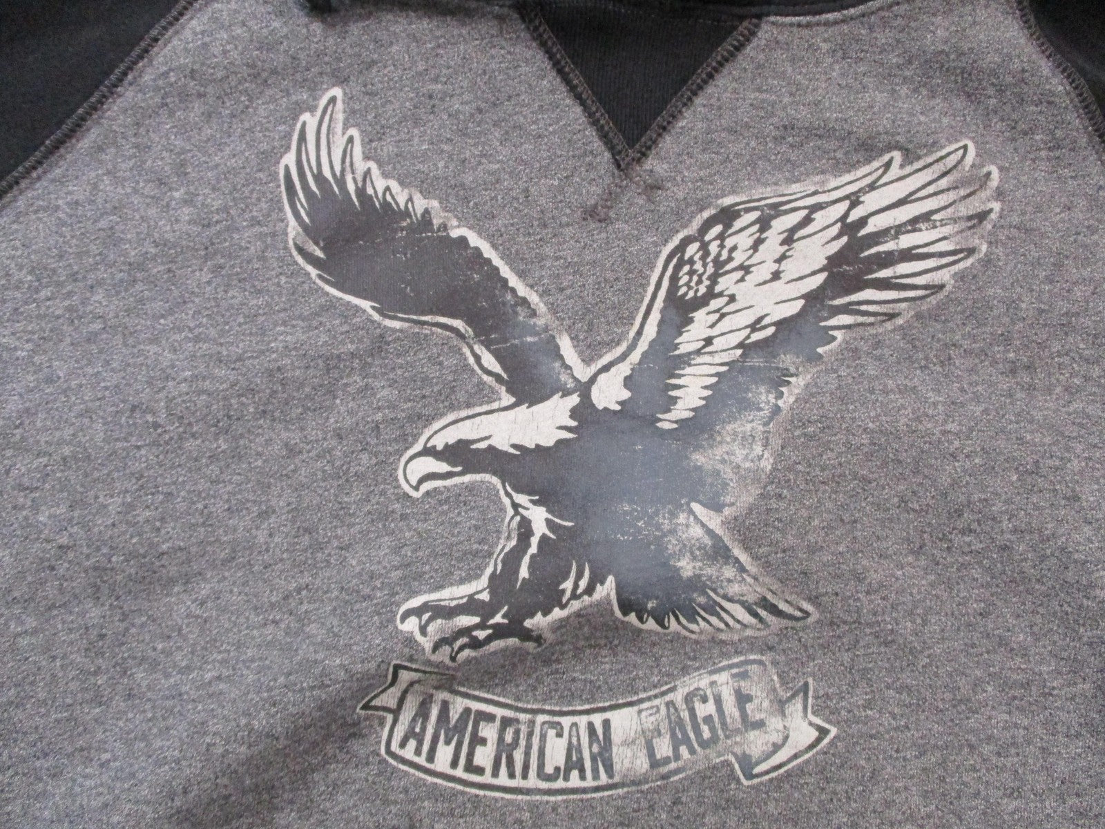 American Eagle Outfitters Hoodie Mens Large Gray Fleece Sweatshirt Eagle Graphic3