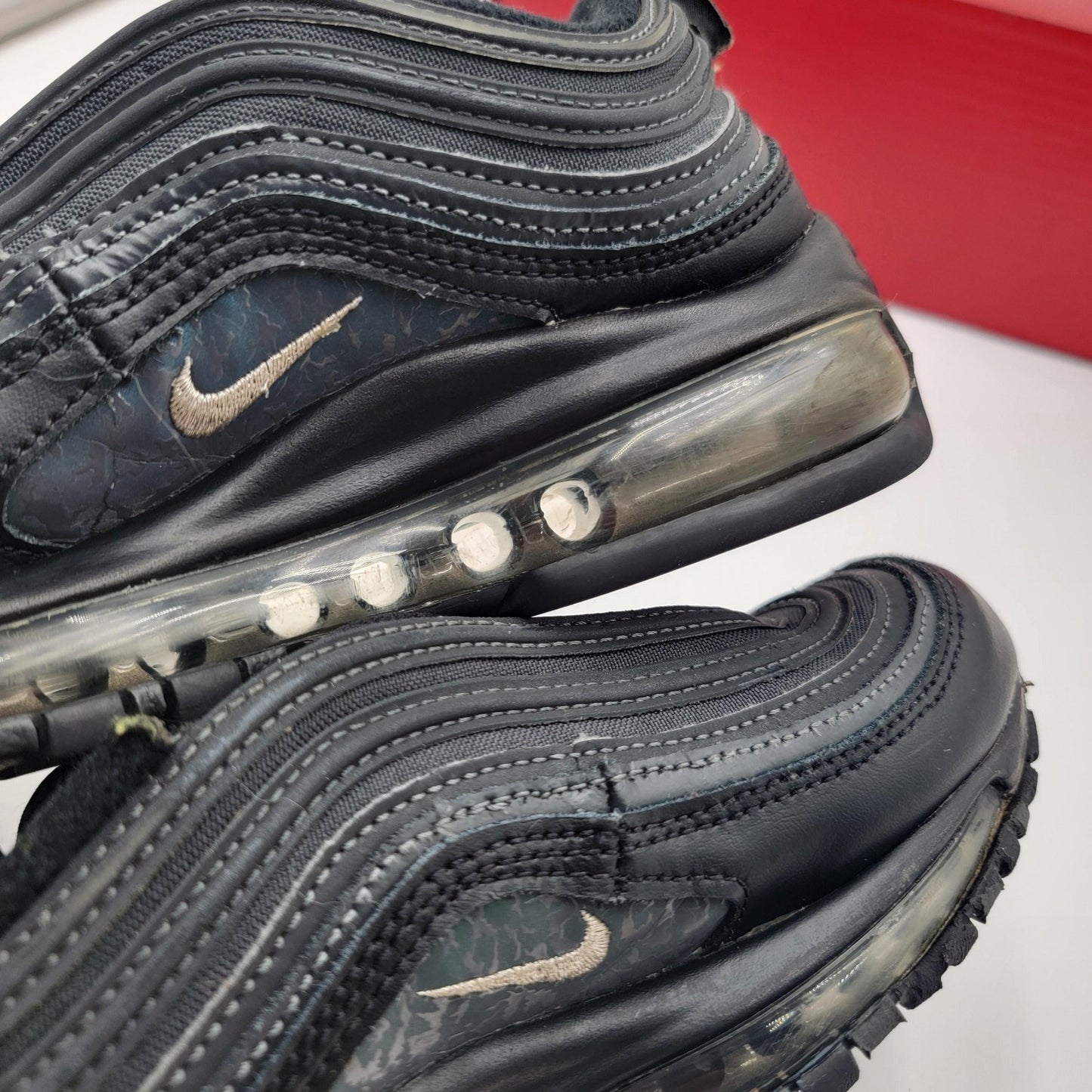 Nike Air Max 97 Shoes Womens Sz 5 Black Silver DH0558001 Sneakers Athletic 3448