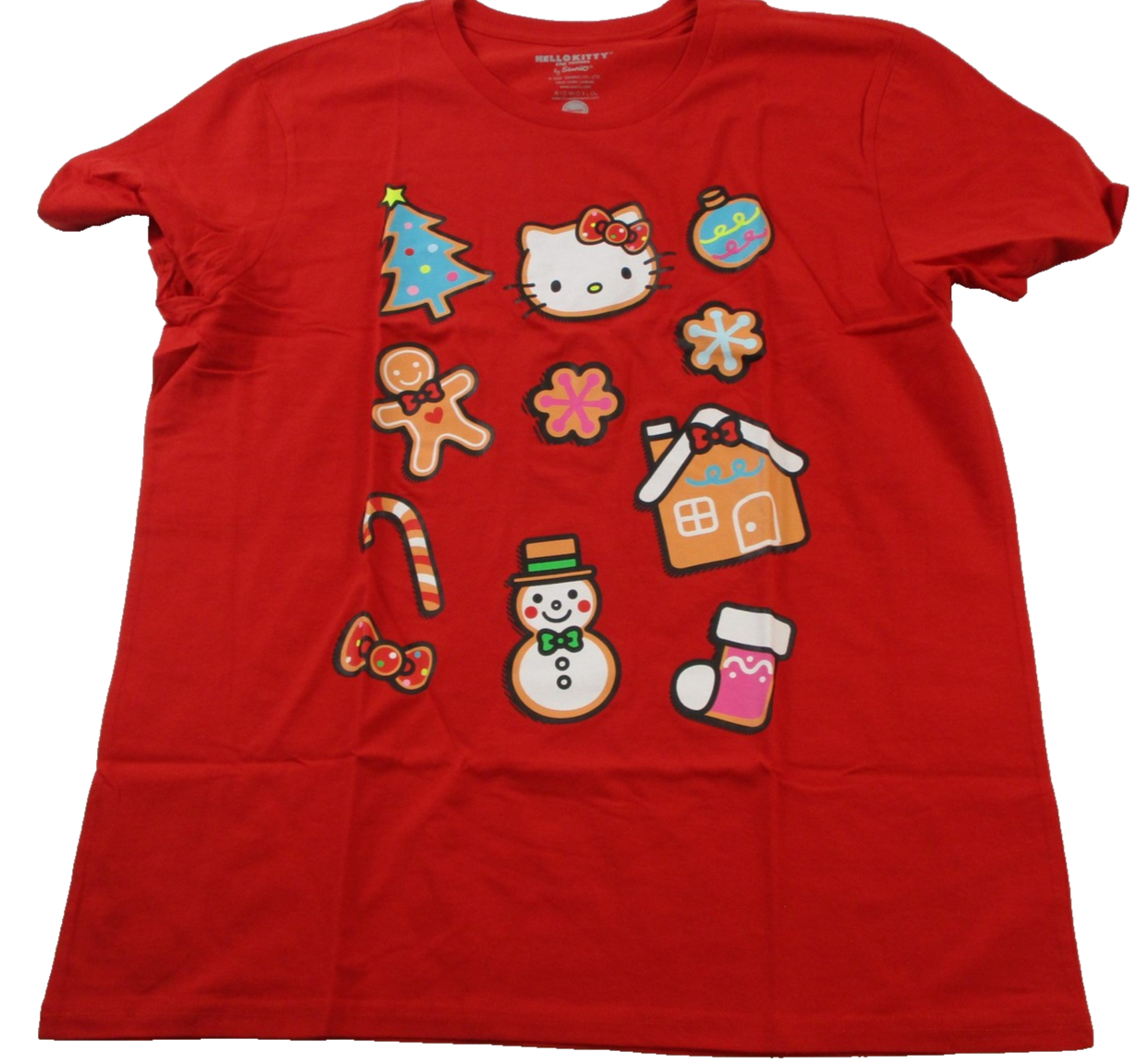 Bioworld Shirt Womens XL Red Hello Kitty Christmas Gingerbread Tee 152515260