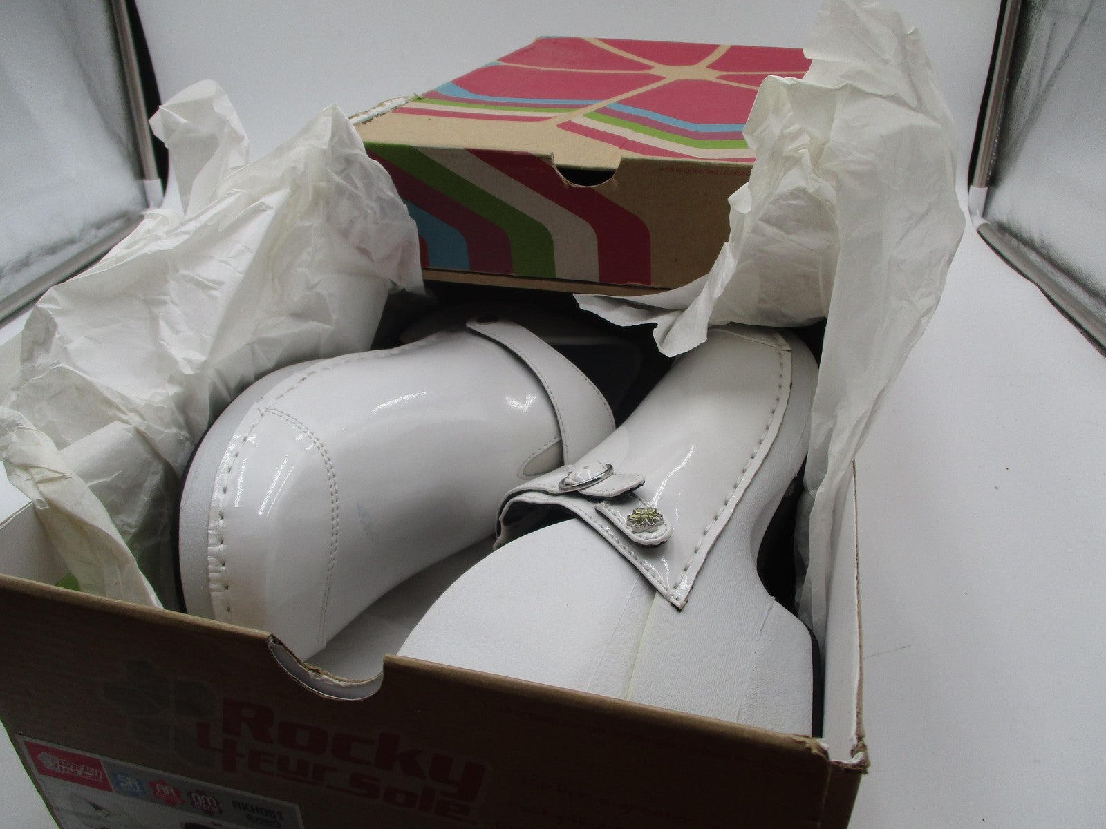 Rocky 4EurSole Shoes Womens Size 10 White Patent Clog Slip Resistant RKH05115