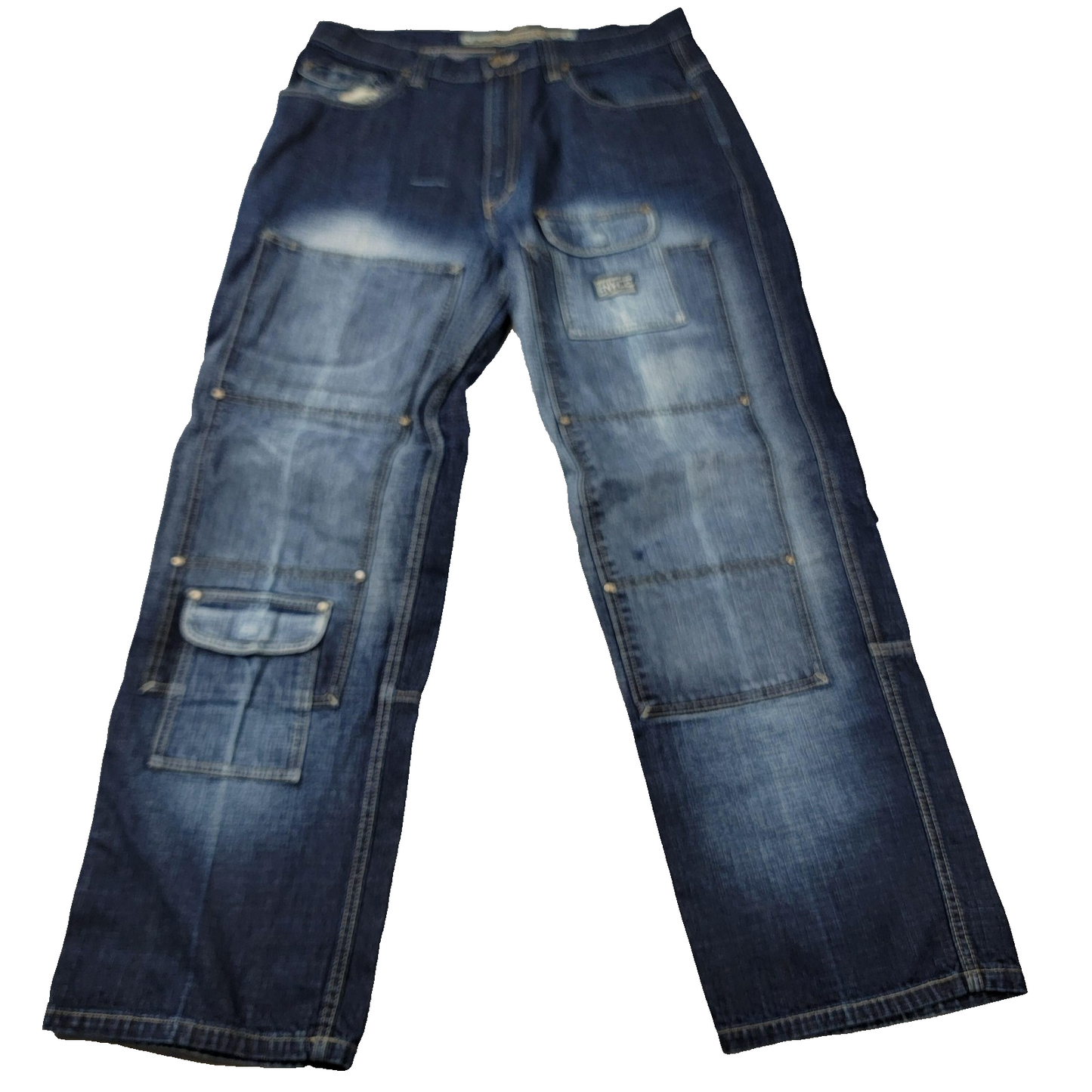 Enyce Jeans Mens 36 Blue Carpenter Utility Cargo Multi Pocket Baggy Y2K