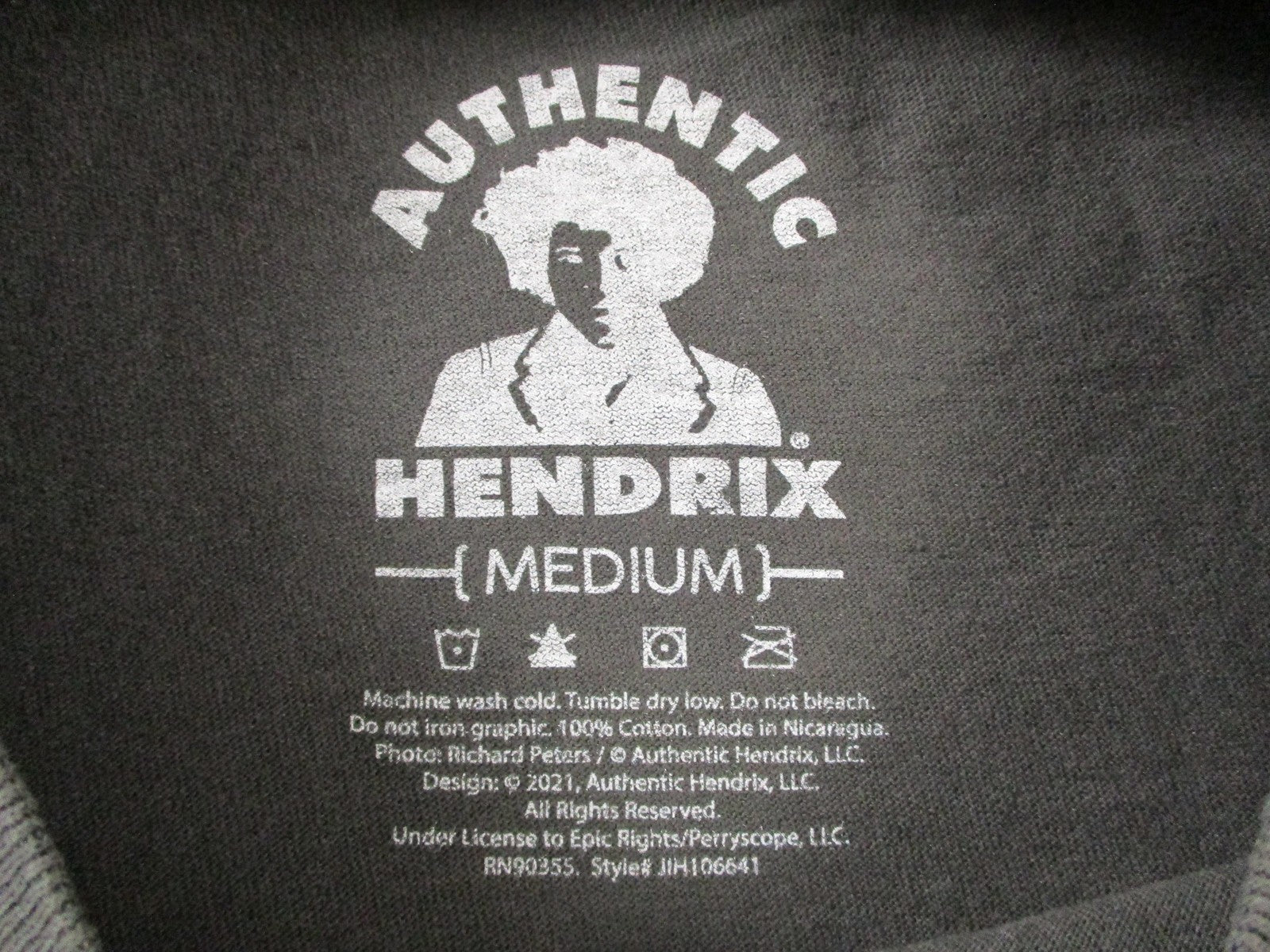 Authentic Hendrix Shirt Men Medium Gray Photo Graphic Rock Music Tee Guitar 15092