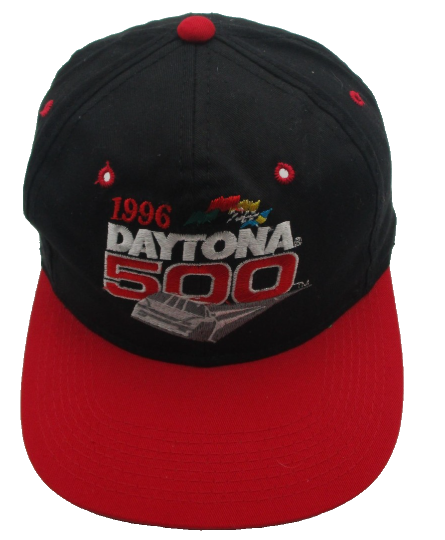 Vintage Daytona 500 Hat Cap Snap Back Mens One Size Black Red NASCAR Racing 90s3