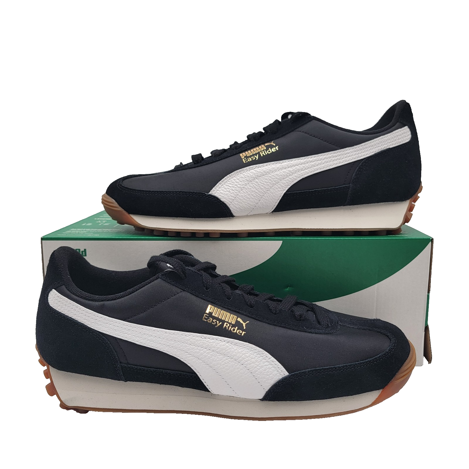 Men's PUMA Easy Rider Vintage Athletic Shoes Black/White Sz 120