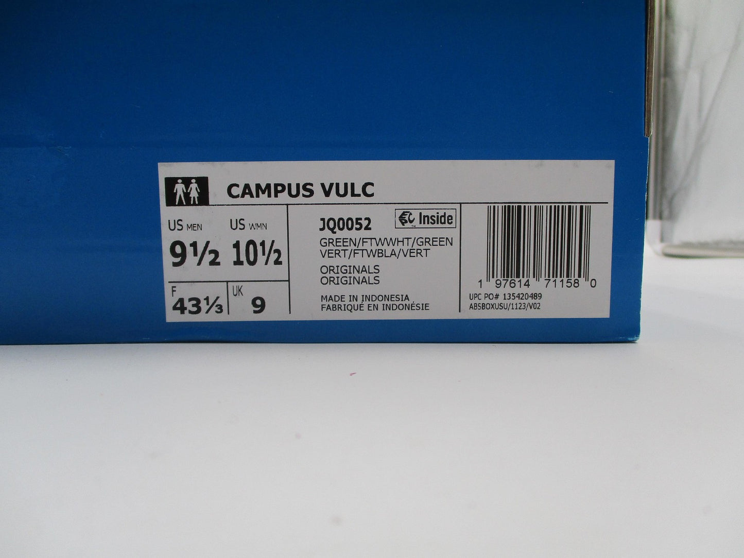 Adidas Campus Vulc Shoes Mens Size 9.5 Green White Originals Skate Suede JQ005212